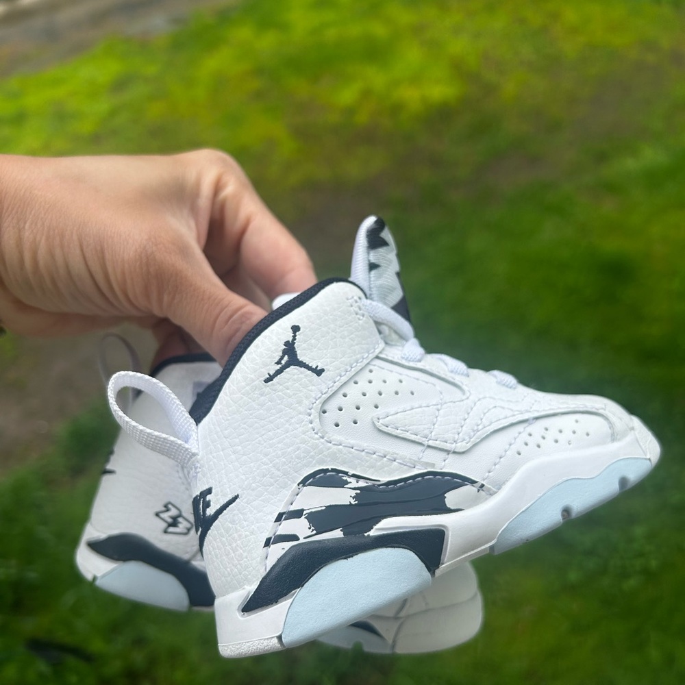 Sold ❌Jordan White and Black Sneakers with Perforated Design 5c